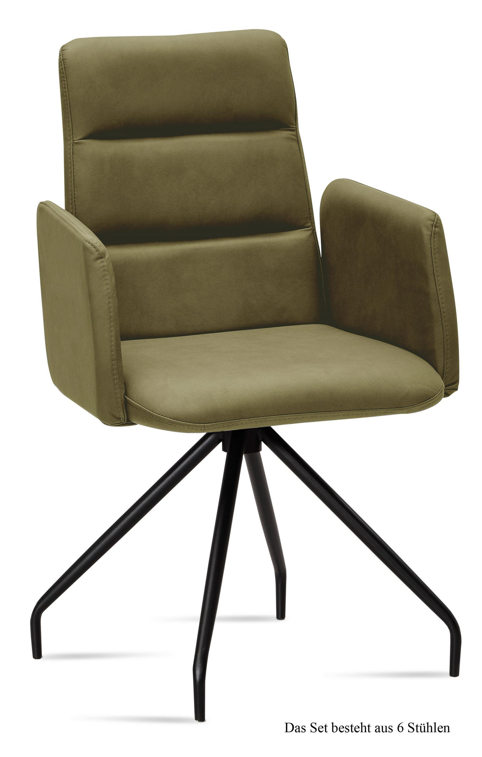 ARMLEHNSTUHL (6er-Set) Devora 52x92x60 Schwarz/Olivgrün - Schwarz/Olivgrün, Kunststoff (60/92/52cm) - 58aufmkessel