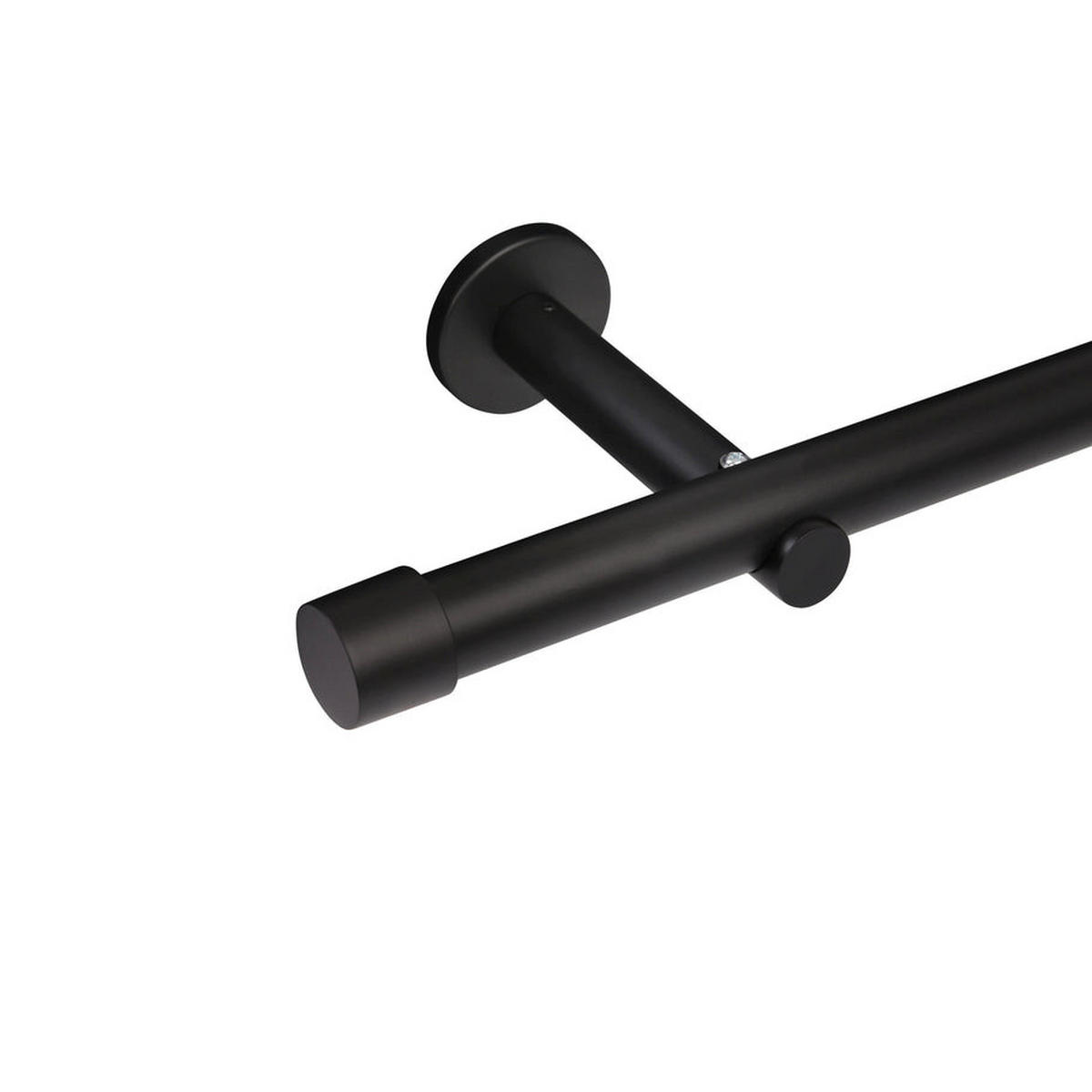 GARDINENSTANGE 1-lauf Kappe - Schwarz, Metall (60cm) - Deco-Raum