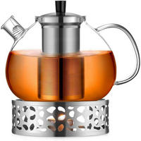 TEEKANNE mit Stövchen 2000ml Borosilikatglas Edelstahl - Transparent, Glas (16/22cm)