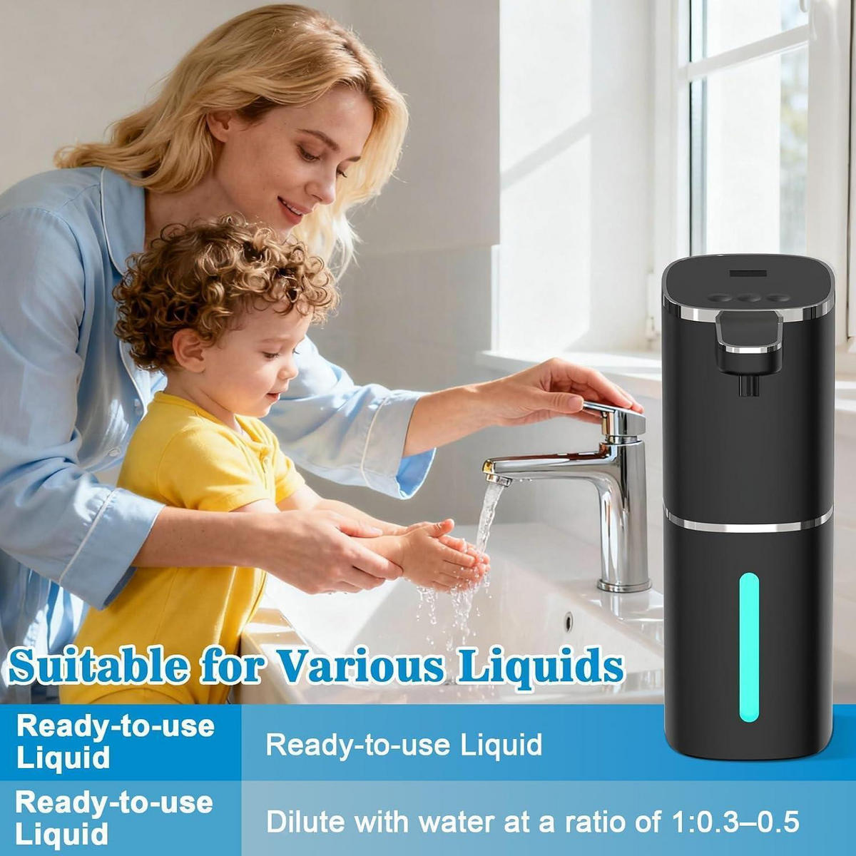 SEIFENSPENDER Automatisch 400ml Schwarz mit Display und USB - Schwarz, Kunststoff (7.5/21/11.6cm)