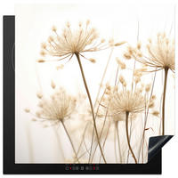 HERDABDECKPLATTE Blumen - Weiß - Sonnenlicht 78x78 cm - Ecru, Kunststoff (78/0.2/78cm) - MuchoWow