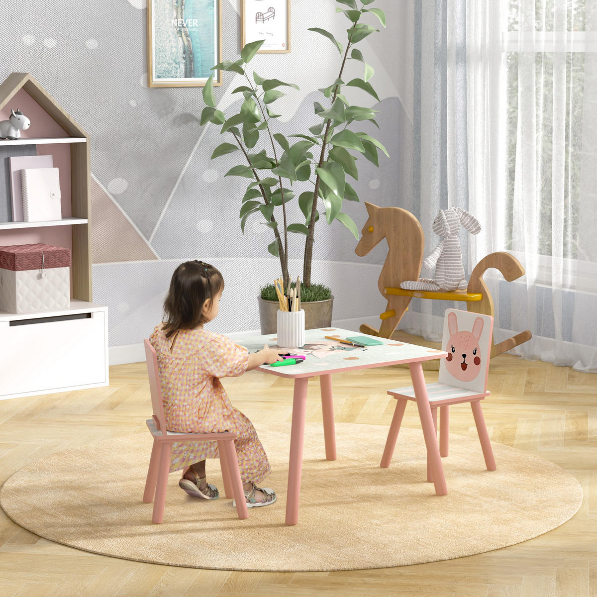 KINDERSITZGRUPPE DE-17516 mit Tiermotiv Rosa - Pink, Holzwerkstoff (60/44/60cm) - ComfortXL