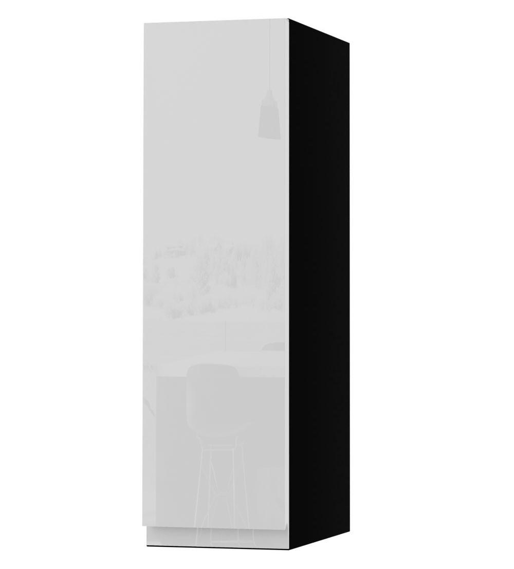 HÄNGESCHRANK Florence W2/20 Schwarz / RAL 9003 signalweiß HG 20 / 32,5 / 72cm - Türanschlag links - Weiß Hochglanz/Schwarz, Holz/Holzwerkstoff (20/72/32.5cm) - Feldmann-Wohnen