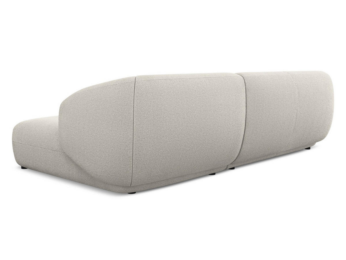 ECKSOFA Rechts Bouclé Stoff Beige - Beige/Schwarz, Kunststoff/Textil (280/156cm) - Makamii