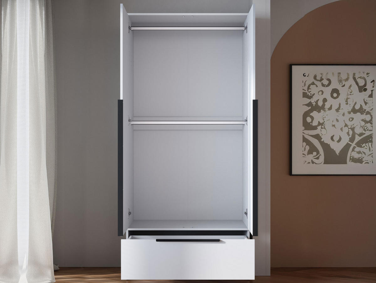 DREHTÜRENSCHRANK Spirit 2D - Schwarz/Weiß, Holzwerkstoff/Kunststoff (91/193/51cm) - MIRJAN24