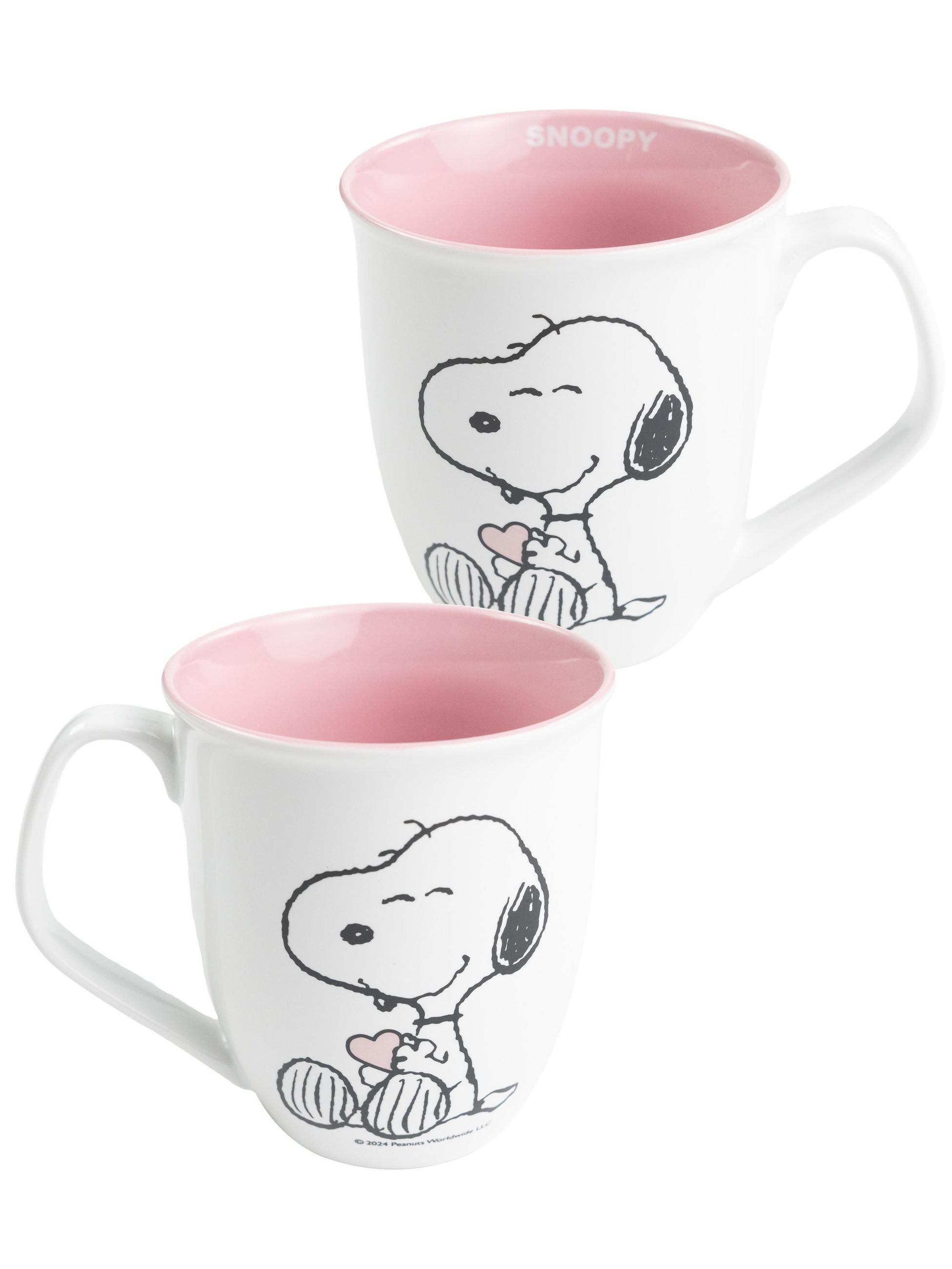 KAFFEEBECHER The Peanuts Snoopy Weiß/Rosa 280 ml - Multicolor, Keramik (0.28L) - United Labels