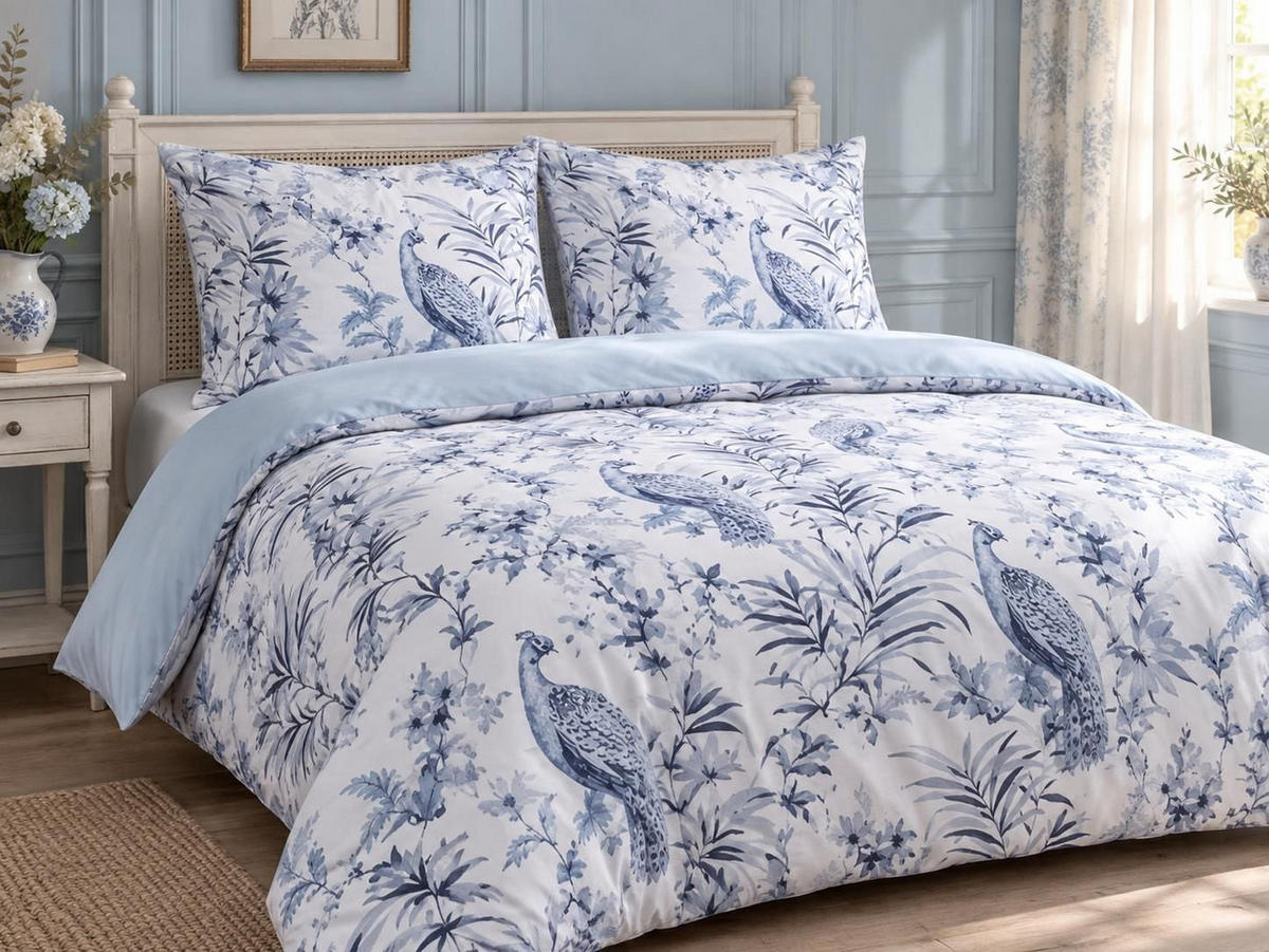 BETTWÄSCHE SET Ballard 155/220 cm - Blau, Textil (155/220cm) - Beliani