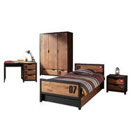 KINDERZIMMER Set komplett Kameko 9 Massivholz+MDF Schwarz/Cognac - Cognac/Schwarz, Holz (290/1/190cm) - 58aufmkessel