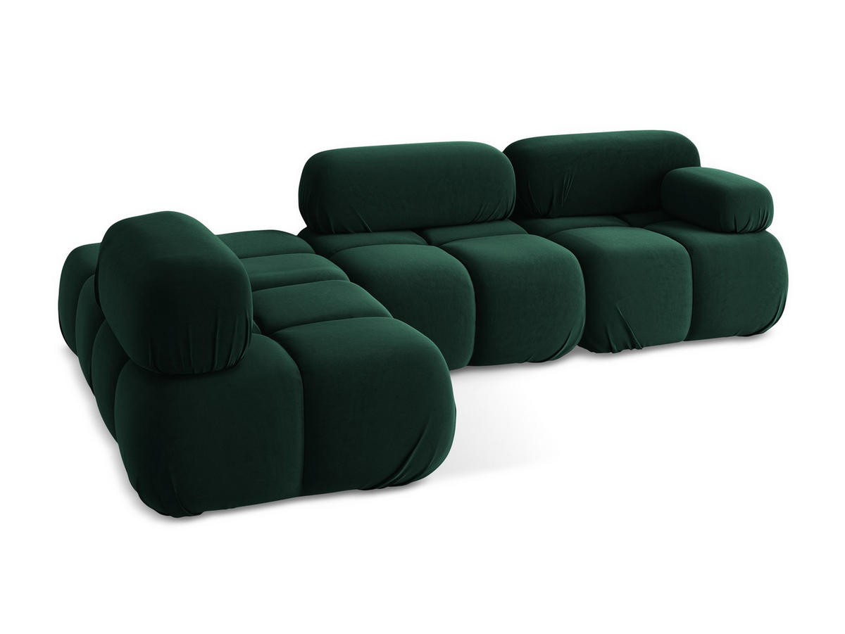 ECKSOFA Links Samt Stoff Grün - Blau/Dunkelgrün, Kunststoff/Textil (190/285cm) - Makamii