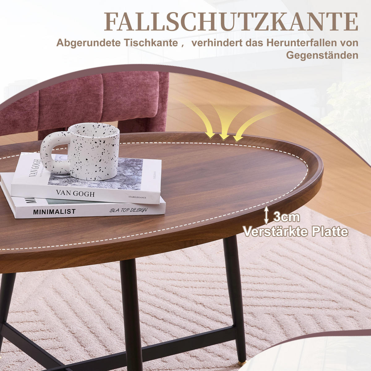 COUCHTISCH aus MDF 110x55x45 cm in Braun mit Metallgestell - Braun, Holzwerkstoff (55/110/45cm) - Modfu