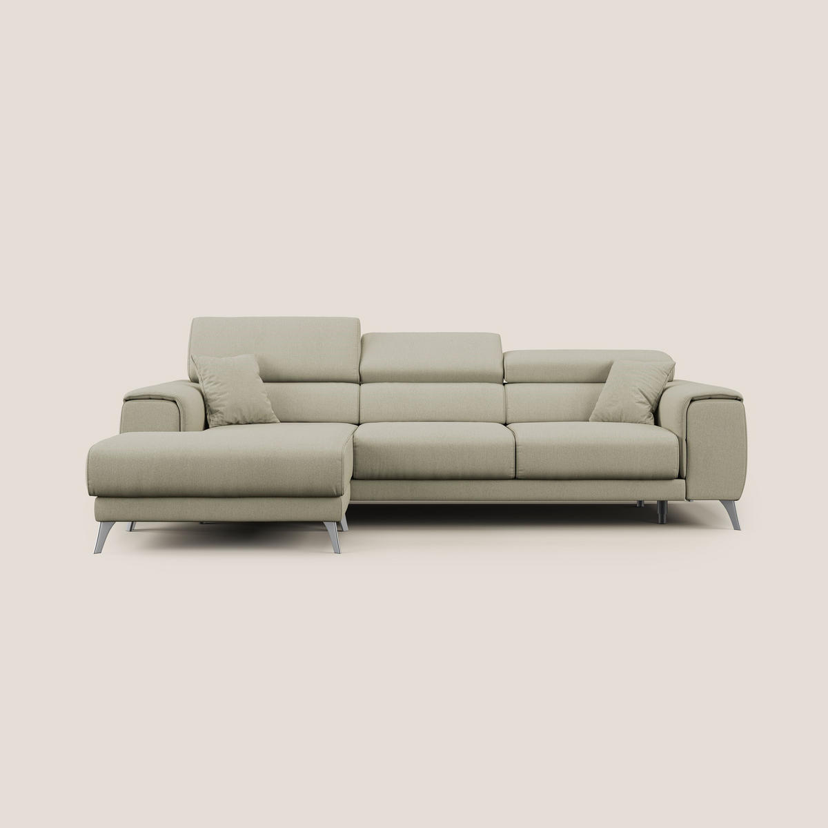 ECKSOFA LINKS Fusion - Creme, Textil (260/102cm) - Divani.store