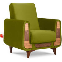 SESSEL GUSTAVO mit Armlehnen, grün - Braun/Grün, Holz/Holzwerkstoff (83/95/92cm) - KONSIMO®
