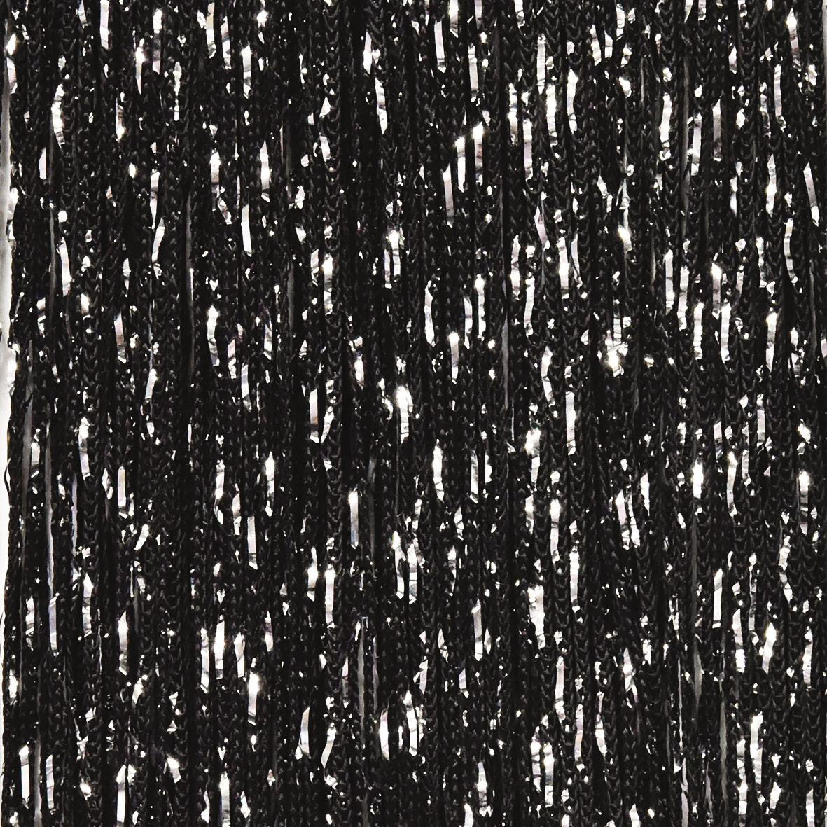 FADENVORHANG Lurex schwarz/silber 245/90 cm Glitzer-Effekt Stangendurchzug kürzbar - Schwarz, Textil (90/245/1cm) - wometo