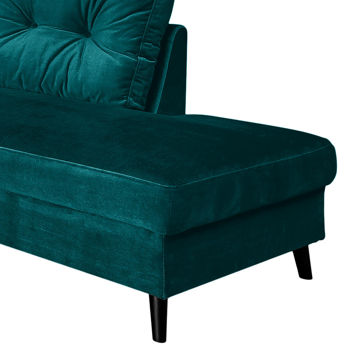 WOHNLANDSCHAFT mit Longchair - Petrol/Schwarz, Buchenholz/Textil (297/90/200cm) - home24