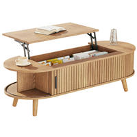 COUCHTISCH 120/50/39,5 cm höhenverstellbar aus MDF mit verstecktem Stauraum und Rollladentüren, Natur - Naturfarben, Holzwerkstoff (120/50/39.5cm) - Redom