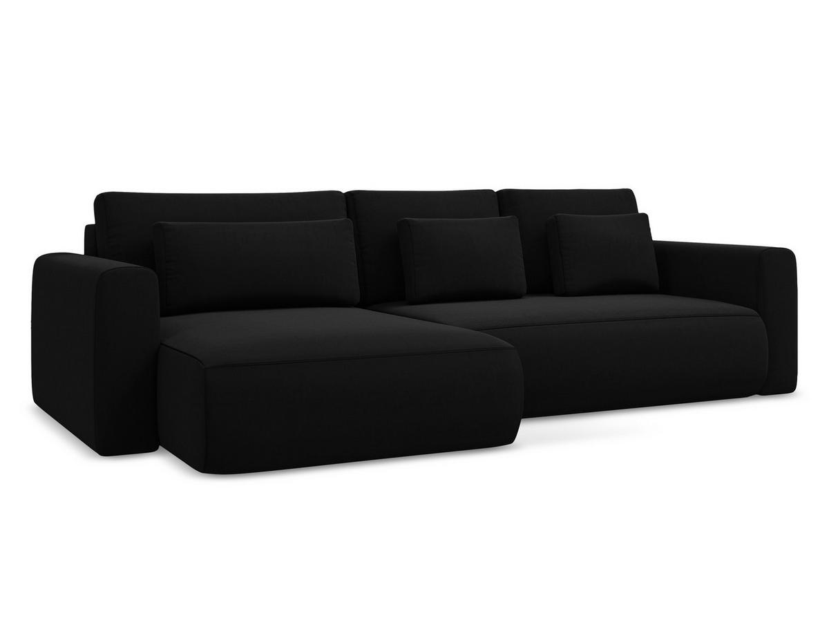 ECKSOFA mit Schlaffunktion Samt Stoff Schwarz - Schwarz, Kunststoff/Textil (149/278cm) - Makamii