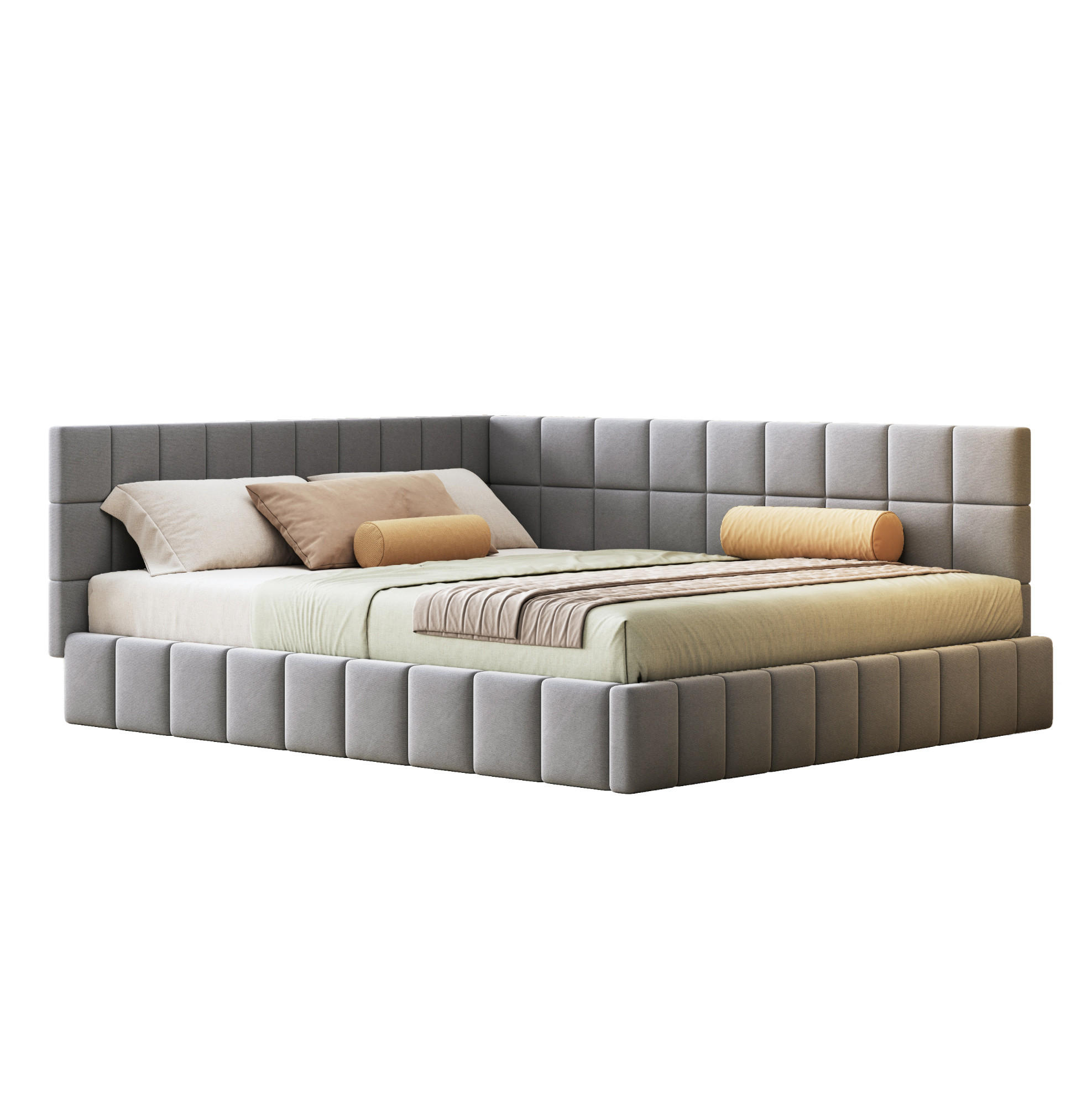 POLSTERBETT 160/200 cm grau aus Stoff mit Lattenrost - Grau, Textil (160/200cm) - OKWISH