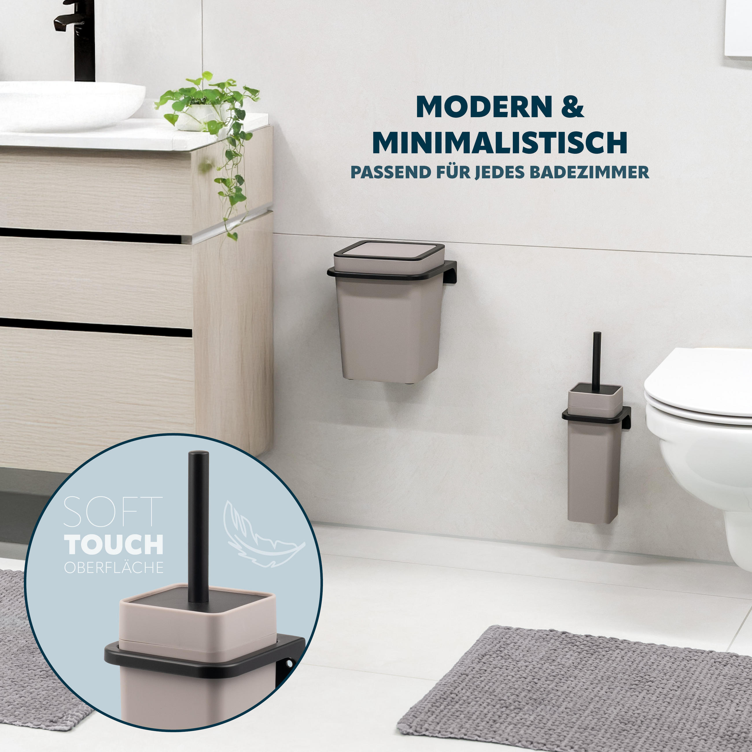 WC-GARNITUR SAVONA, taupe, Kunststoff - Taupe, Kunststoff (12/36.5/13cm) - bremermann
