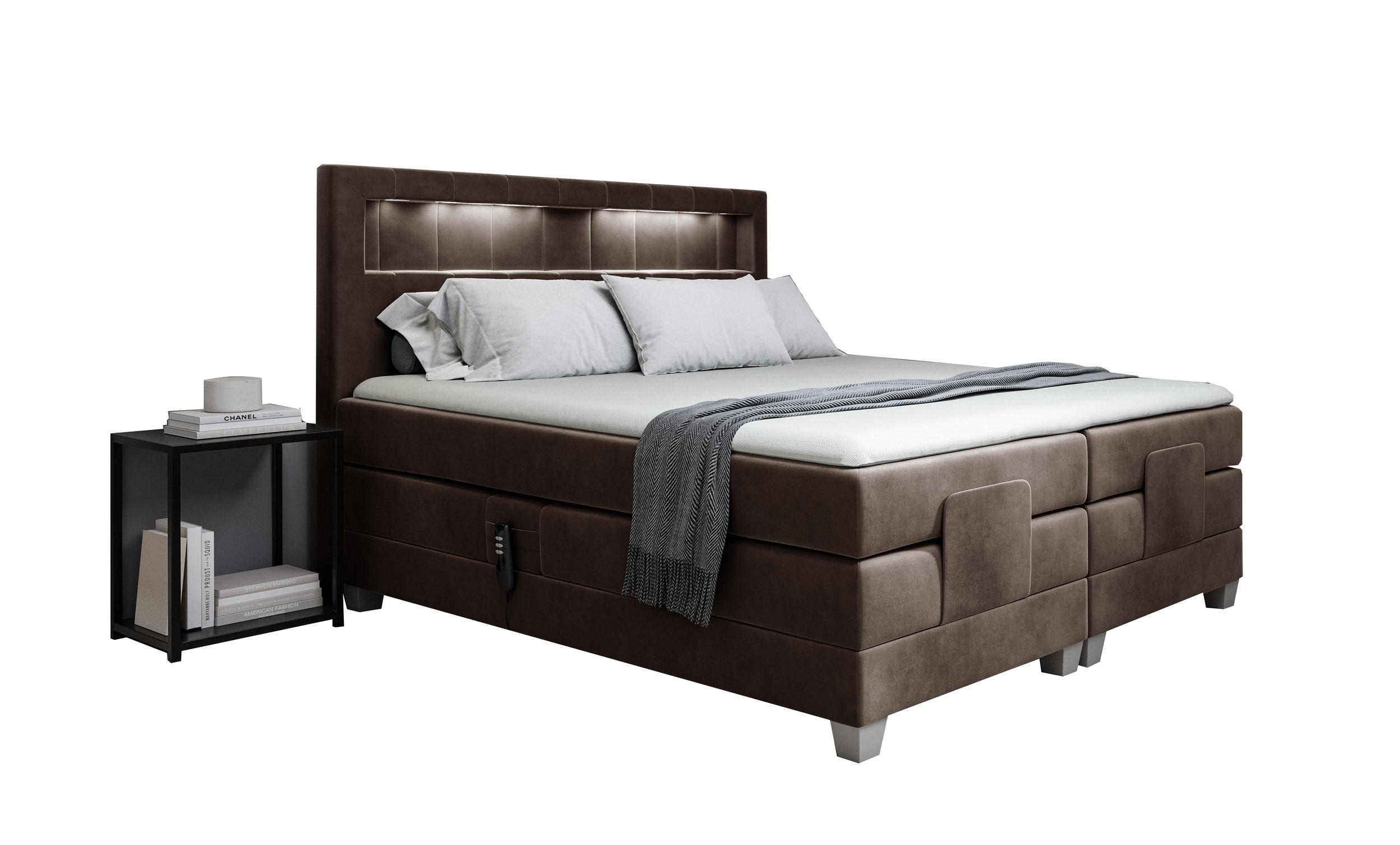 Meblini Boxspringbett Braun 120x200 cm