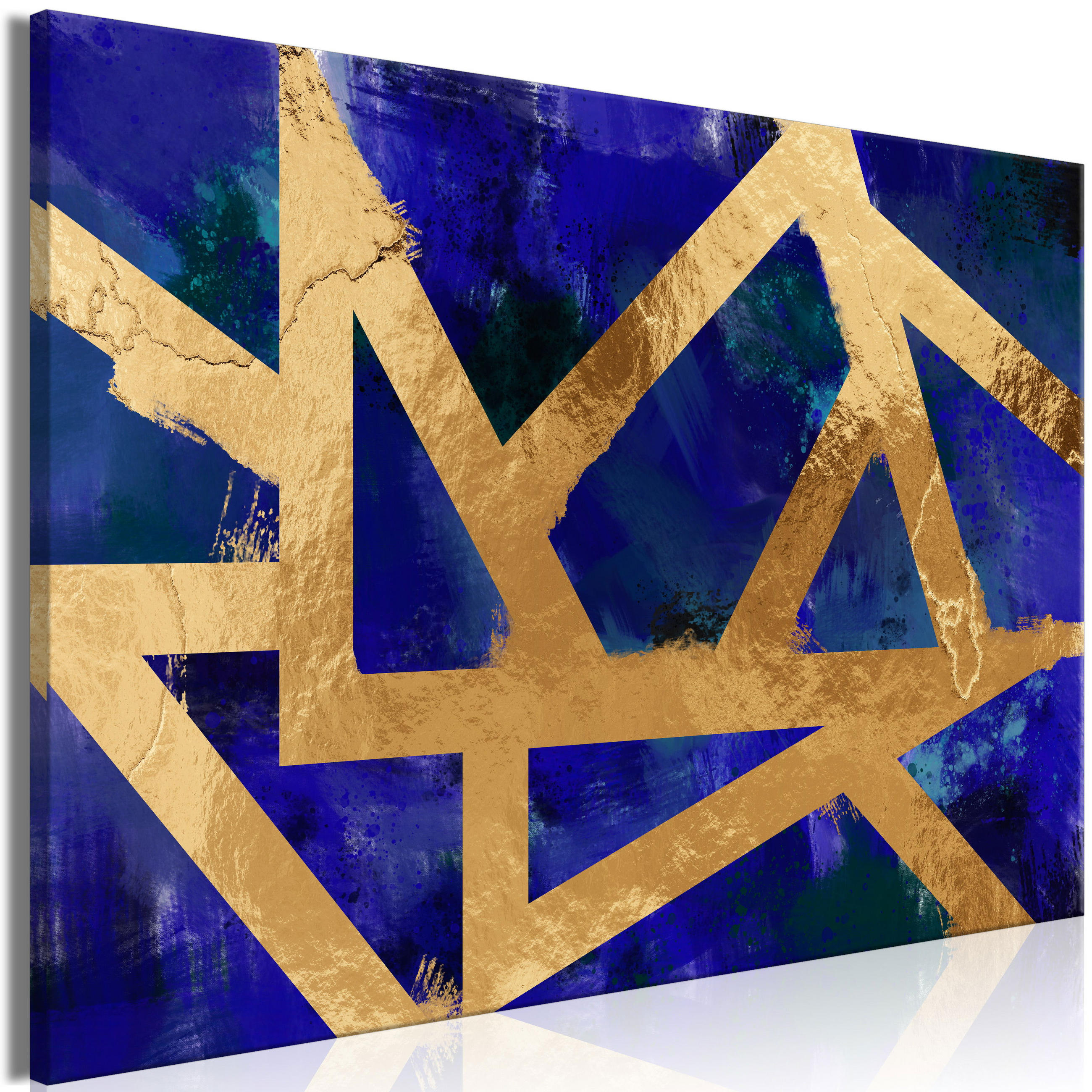 KUNSTDRUCK Blau 60/40 cm - Blau/Goldfarben, Textil (60/40cm) - KUNSTLOFT