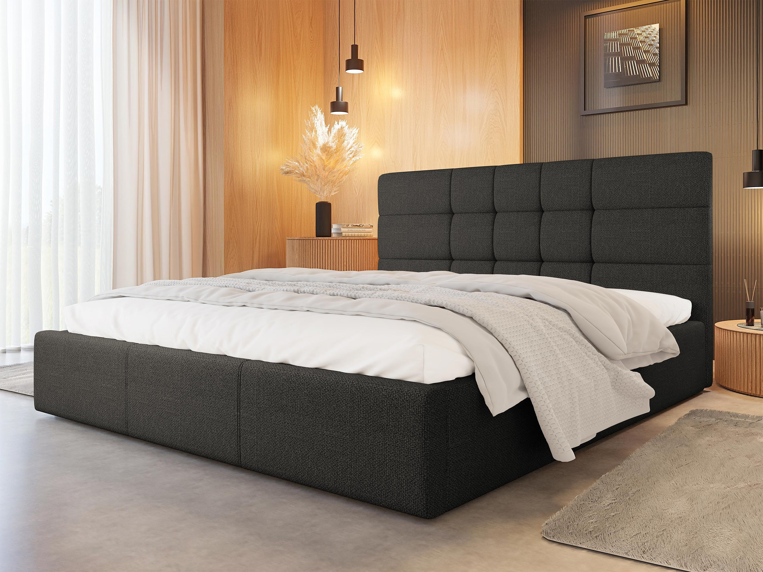 POLSTERBETT Swift mit Lattenrost - Dunkelgrau/Naturfarben, Holz/Holzwerkstoff (160/200cm) - MIRJAN24