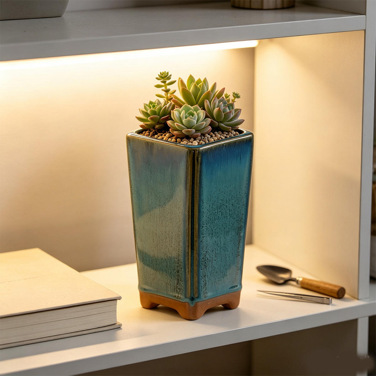 VASE 5,5 x 5,5 x 12,5 cm Keramik - Blau, Keramik (12.5cm) - LIBRATON