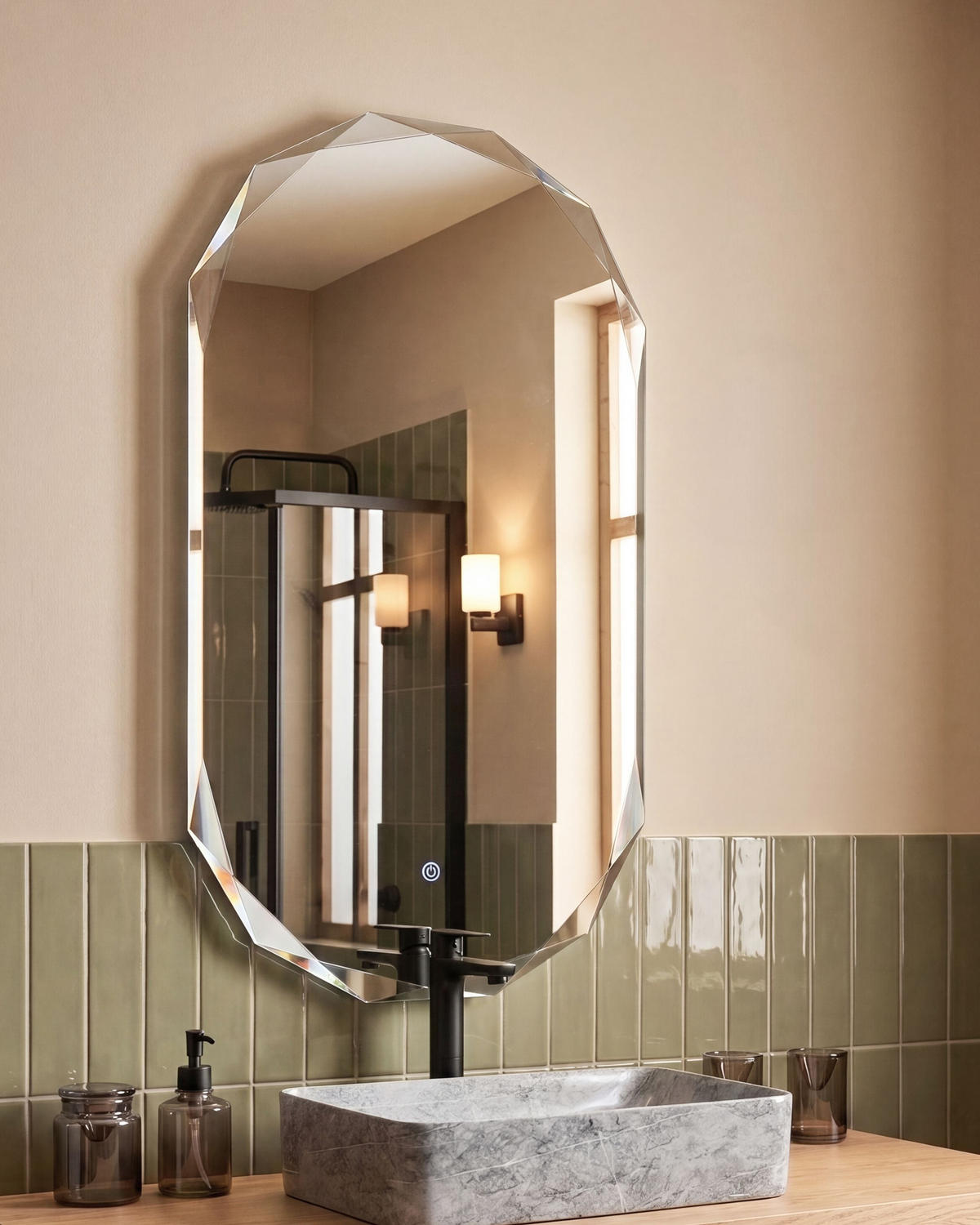 OGLINDĂ DE BAIE CU LED 62/110 cm albă Anizy - alb, sticlă (62/110/4cm) - Beliani