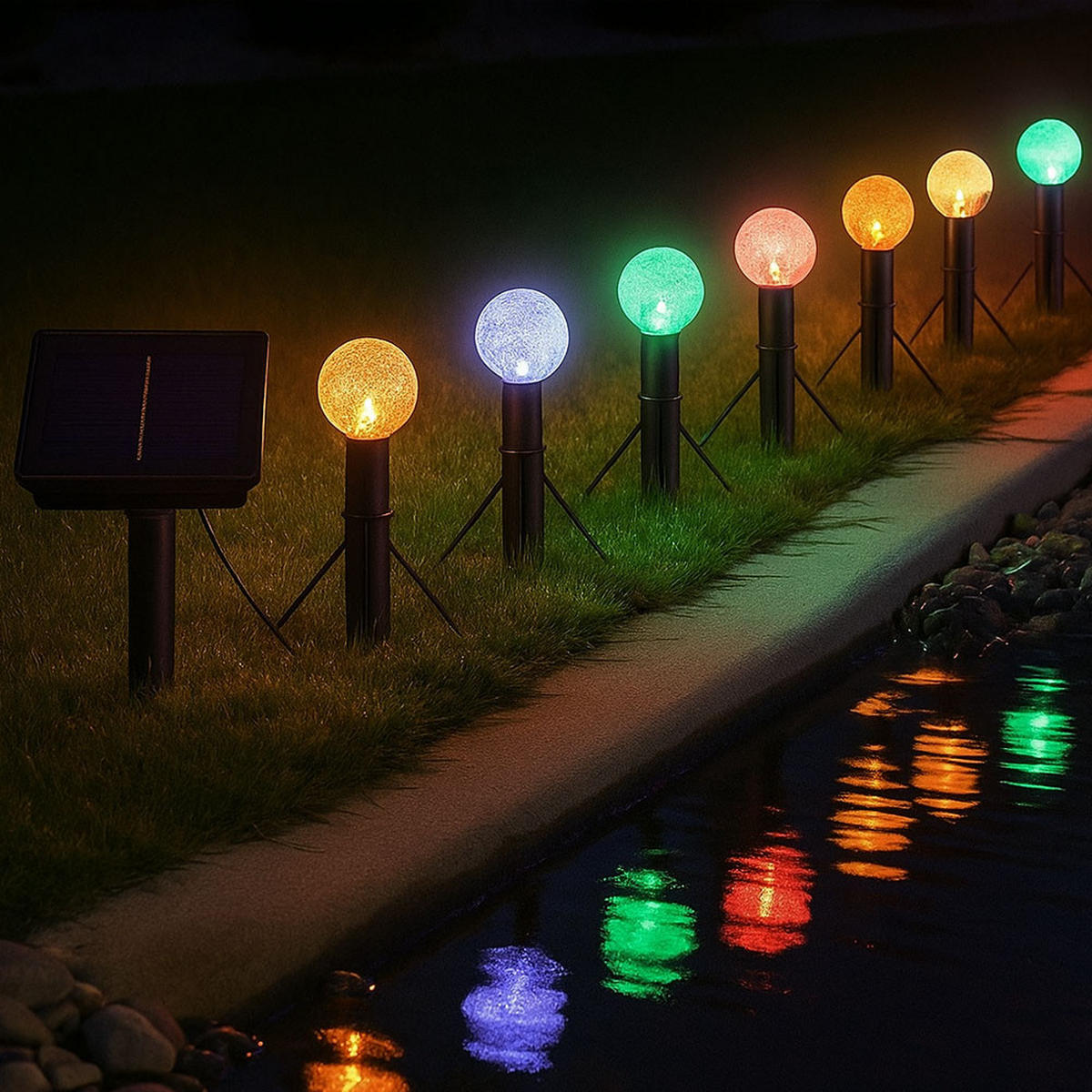 LED AUSSENLEUCHTE Solar Schwarz - Schwarz, Kunststoff (770/30/15cm) - Globo Lighting