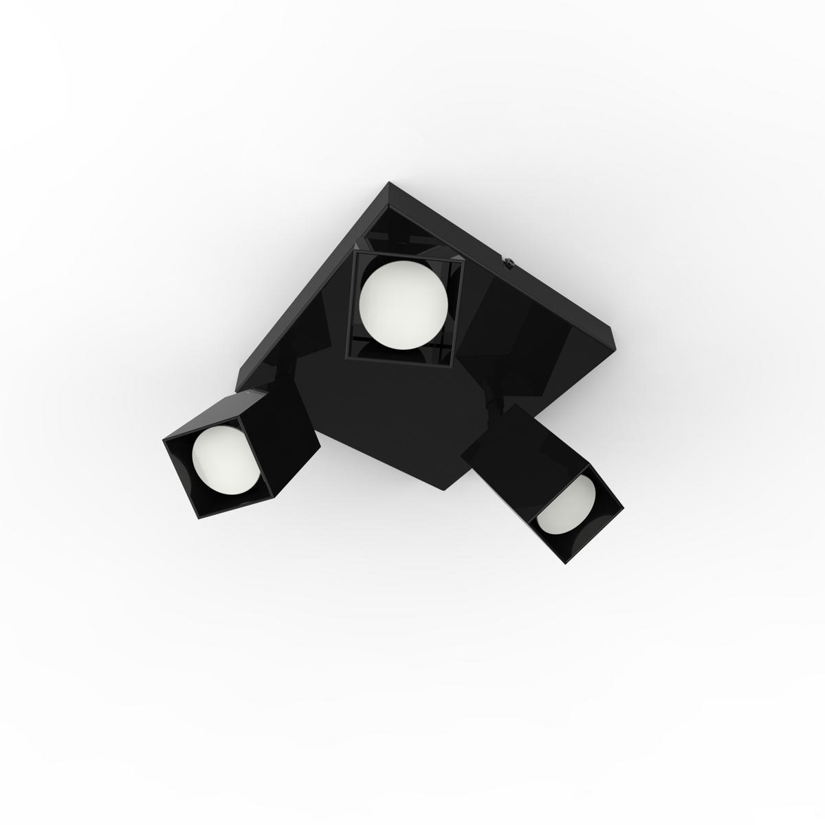 DECKENLEUCHTE - Schwarz Hochglanz, Metall (25/25/18cm) - Lumicom