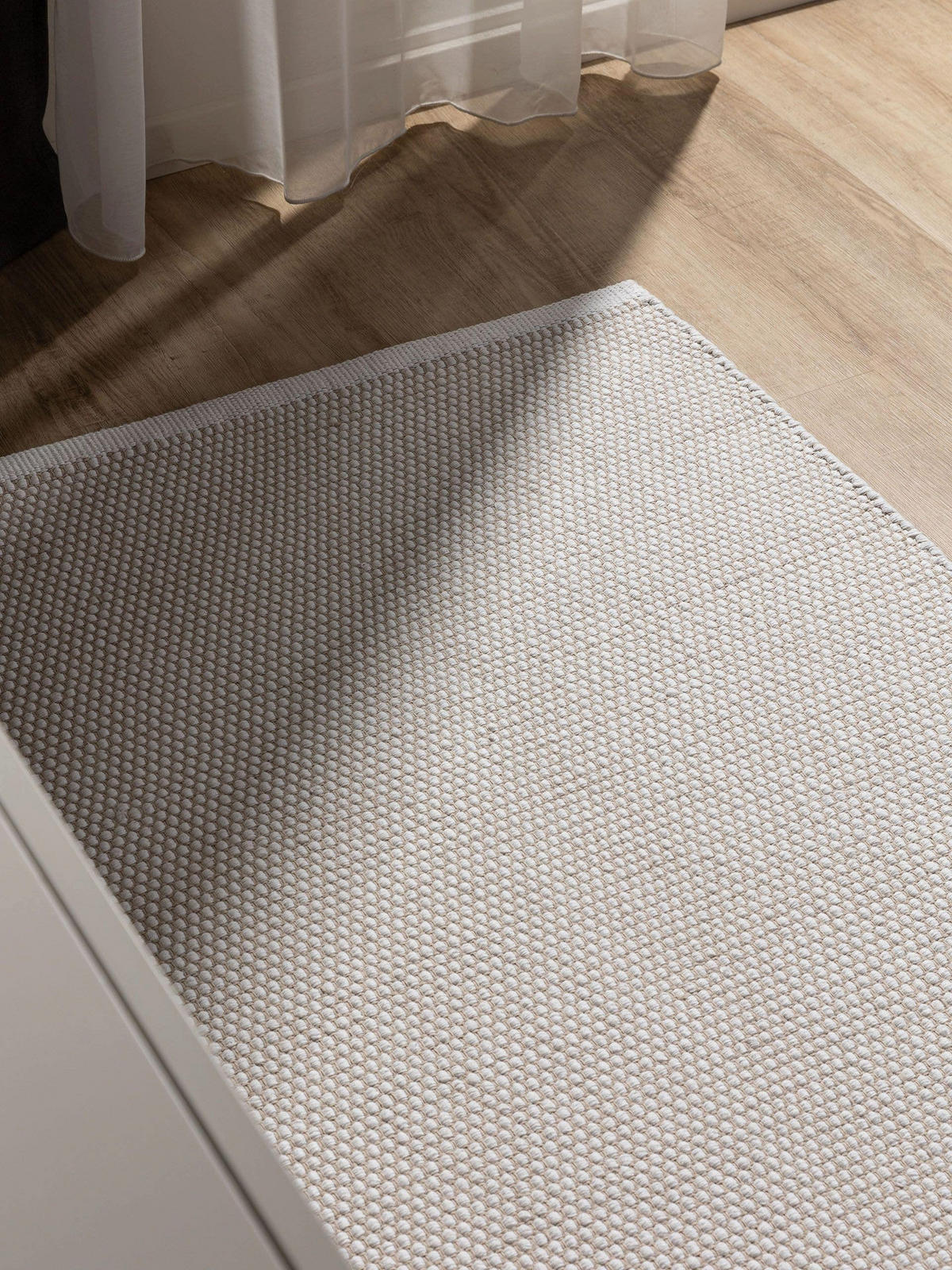 BAUMWOLLLÄUFER Ron handgewebt 80x250 cm - Weiß, Naturmaterialien/Textil (80/250cm) - benuta