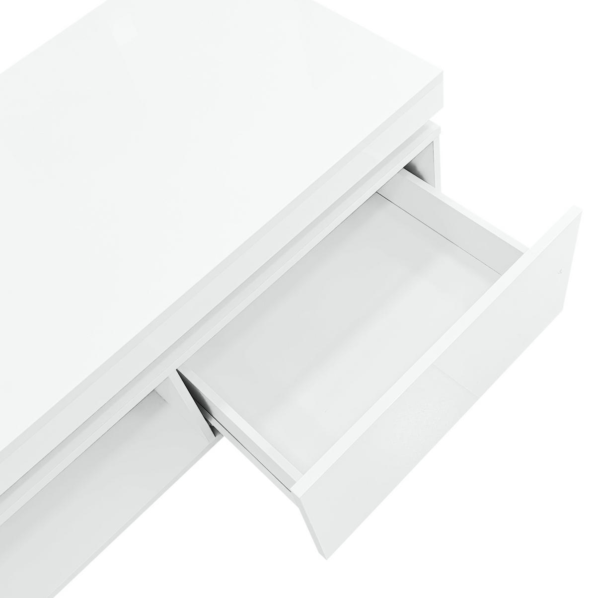 COUCHTISCH 100/50/40,3 cm Weiß mit LED-Beleuchtung und Schublade - Weiß, Holzwerkstoff (100/50/40.3cm) - OKWISH