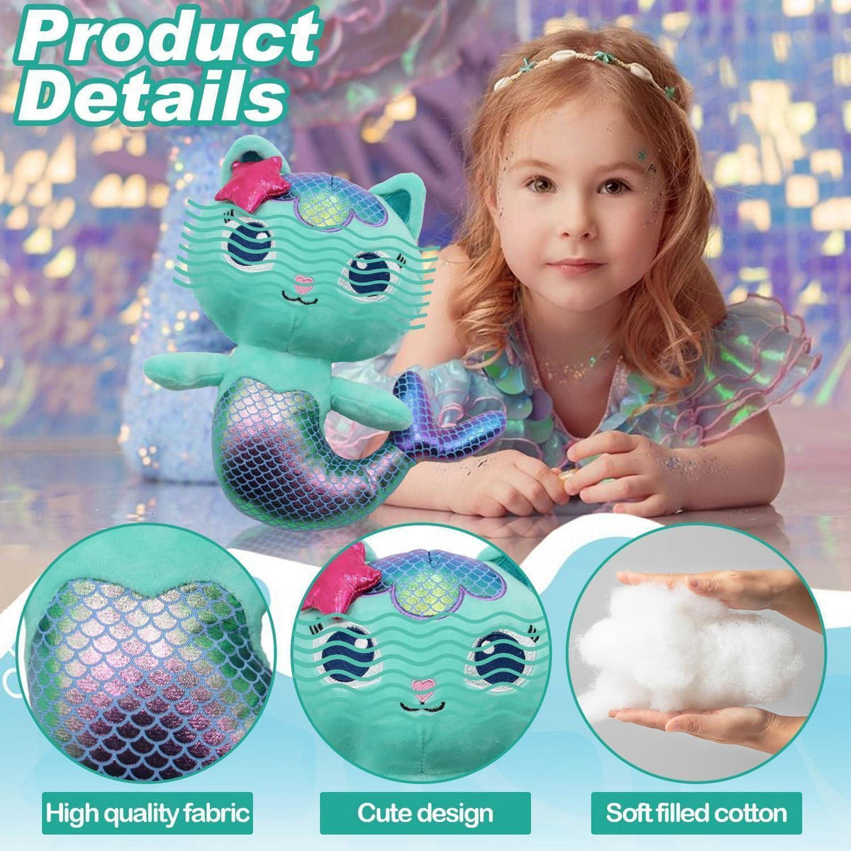 PLÜSCHTIER Meerjungfrau Katze 25 cm - Multicolor, Textil (5/10cm)
