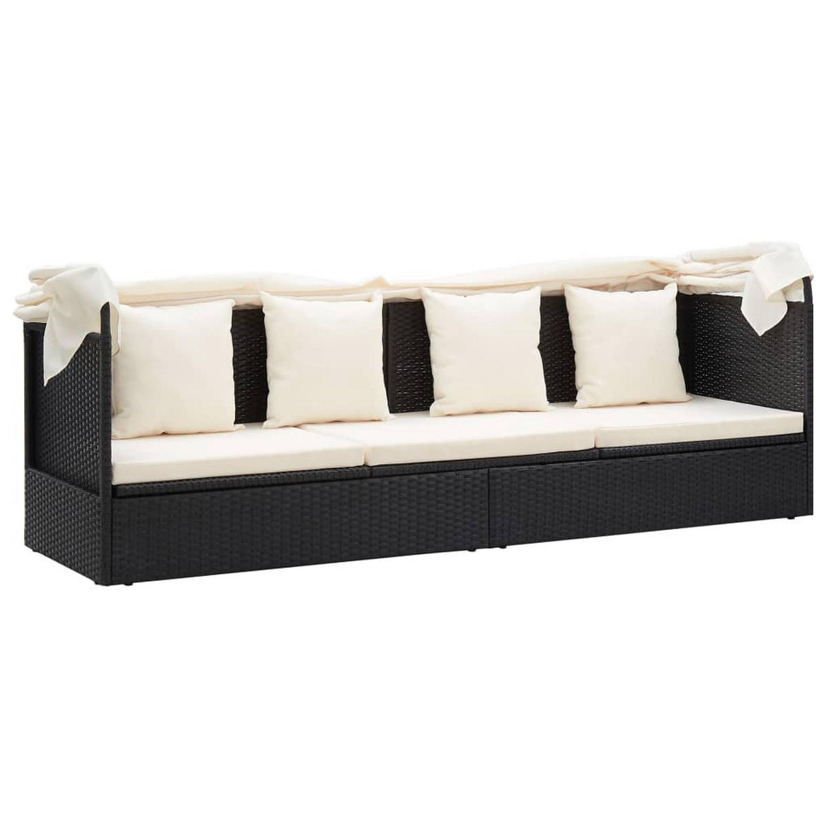 GARTEN-SONNENINSEL Mit Dach Schwarz Poly Rattan - Creme, Kunststoff (60/124/200cm) - vidaXL