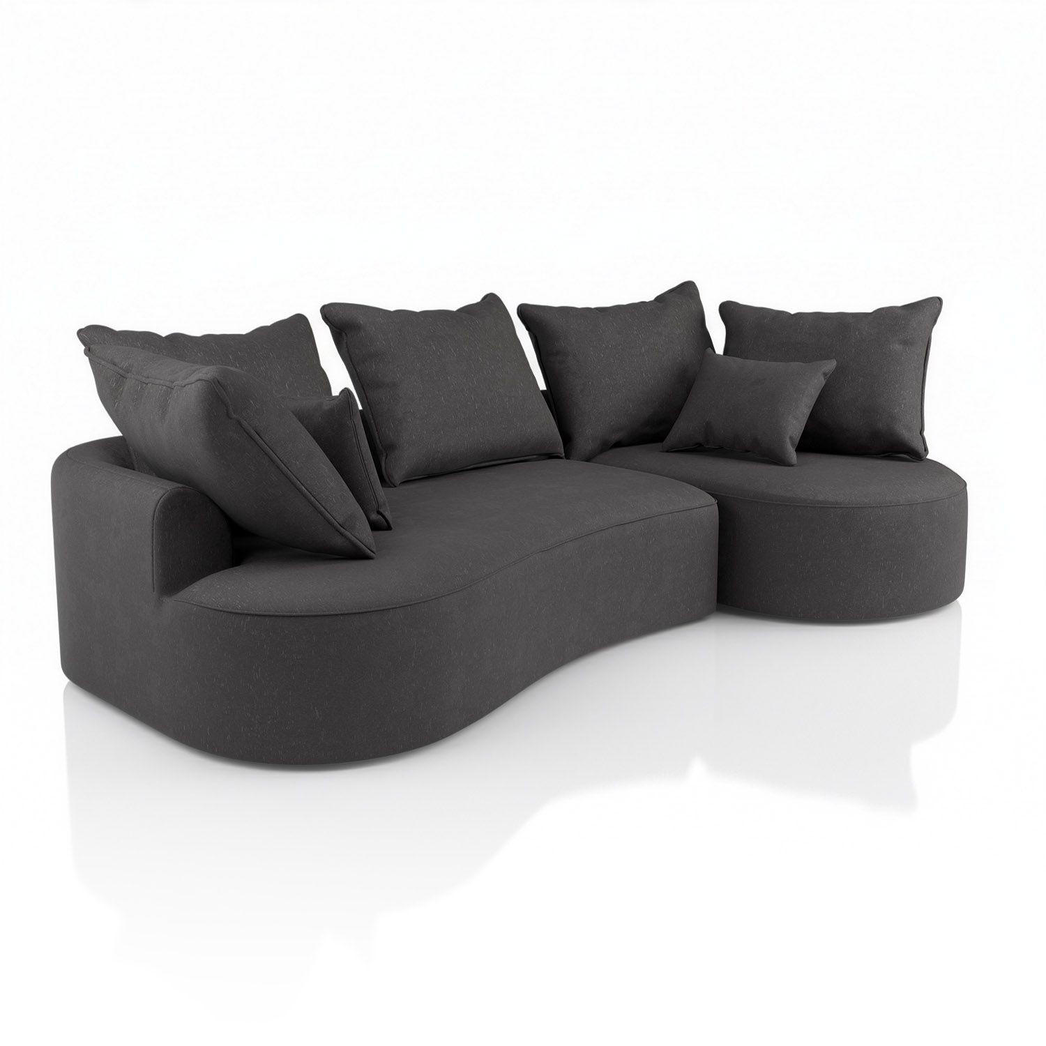 SOFA Tirano Samt Dunkelgrau mit Ottomane rechts - Dunkelgrau, Textil (300/102cm) - Juskys