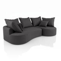 SOFA Tirano Samt Dunkelgrau mit Ottomane rechts - Dunkelgrau, Textil (300/102cm) - Juskys