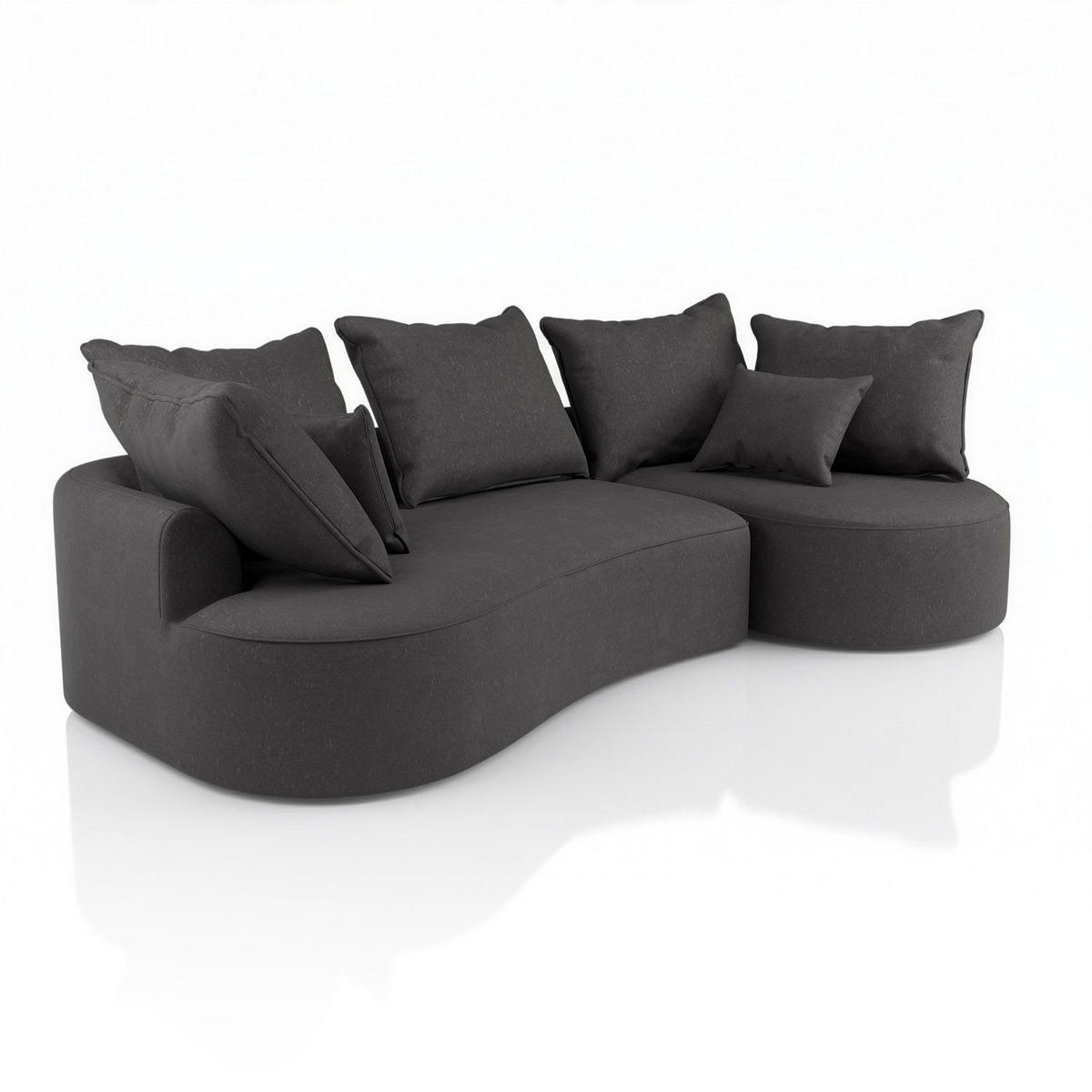 SOFA Tirano Samt Dunkelgrau mit Ottomane rechts - Dunkelgrau, Textil (300/102cm) - Juskys