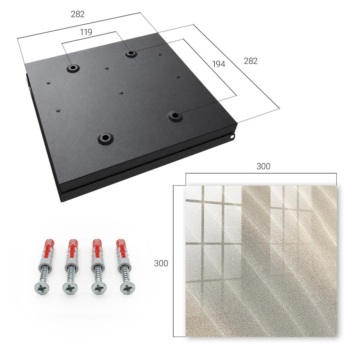 SCHLÜSSELBOX Schwarz 30x30 cm- Türöffnung nach rechts - Schaumwellen - Beige, Metall (30/30/5cm) - TULUP