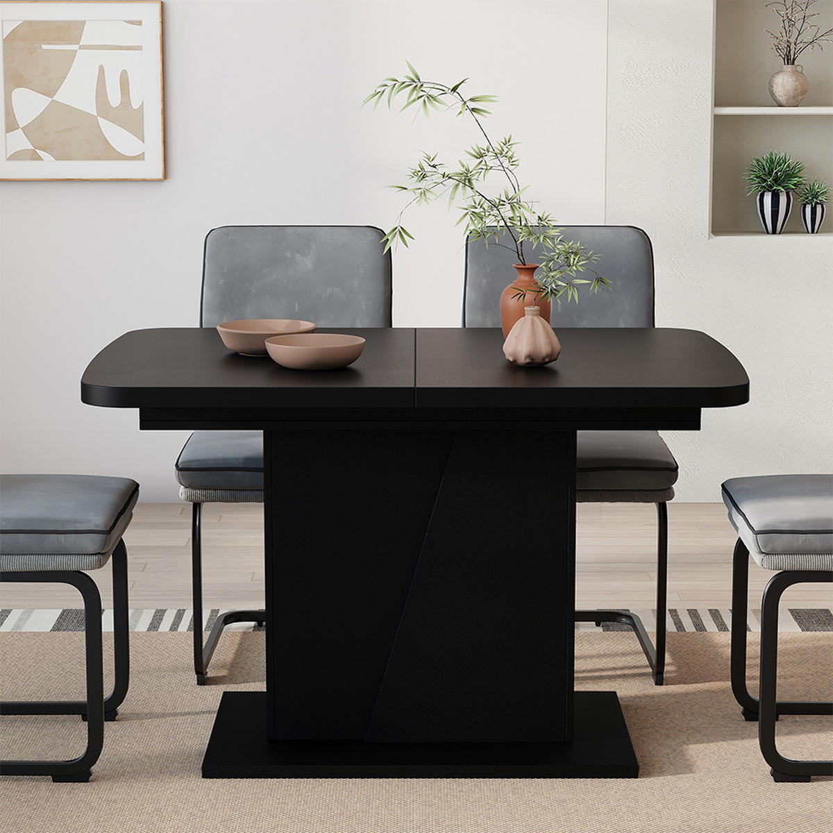 ROZKLÁDACÍ JÍDELNÍ STŮL Fenaro Černá - černá, kompozitní dřevo (80/120/77.3cm) - Vicco