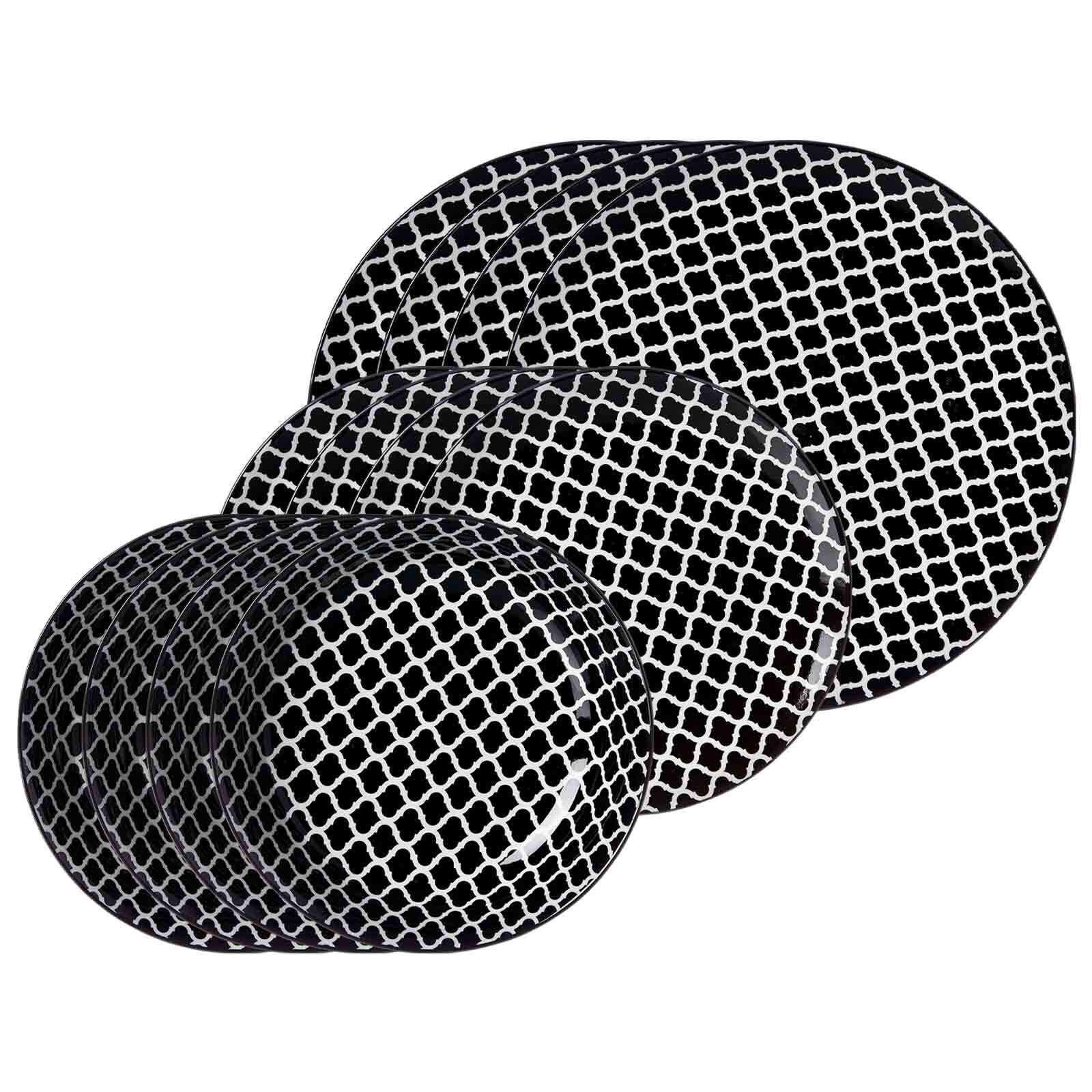 TELLER-SET Takeo Swing schwarz-weiß 12er Set - Schwarz/Weiß, Keramik (1/1/1cm) - Ritzenhoff Breker