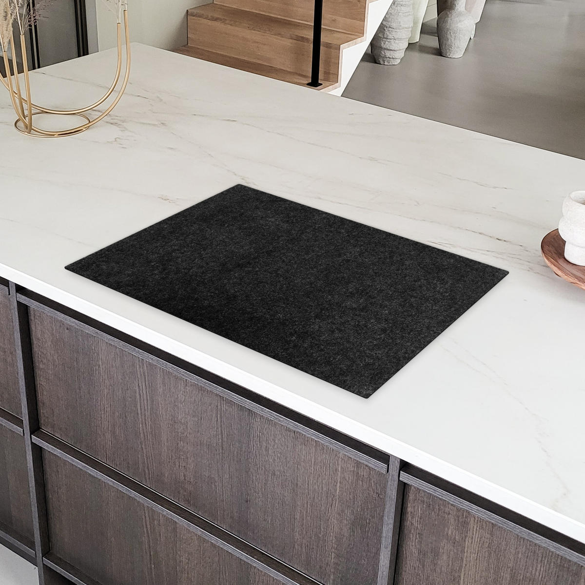 HERDABDECKPLATTE Granit - Schwarz - Granitstruktur - Dunkel Ceranfeldabdeckung 76x51.5 cm - Schwarz, Kunststoff (76/51.5/0.2cm) - MuchoWow