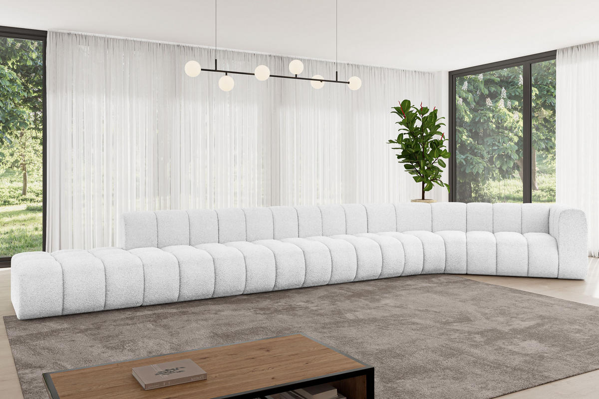 ECKSOFA modulares Sofa Tilmo-L3 - 581x194x70 cm Weiß - Weiß, Holzwerkstoff/Textil (581/194cm) - ALTDECOR