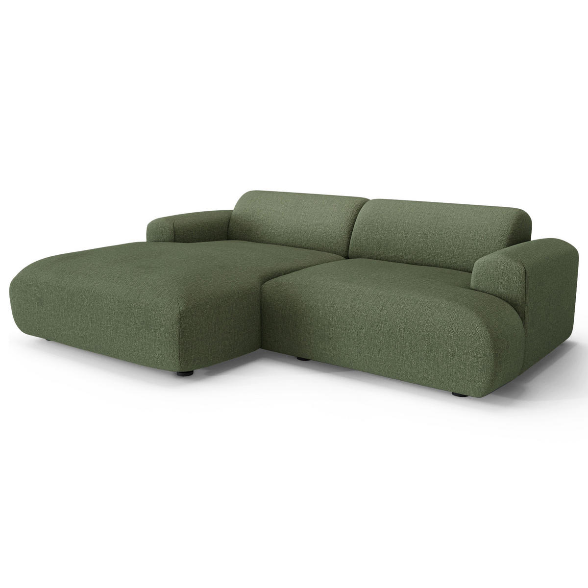 ECKSOFA LINKS Rastergewebe Olivgrün 266cm - Olivgrün, Textil (165/266cm) - Sia Home