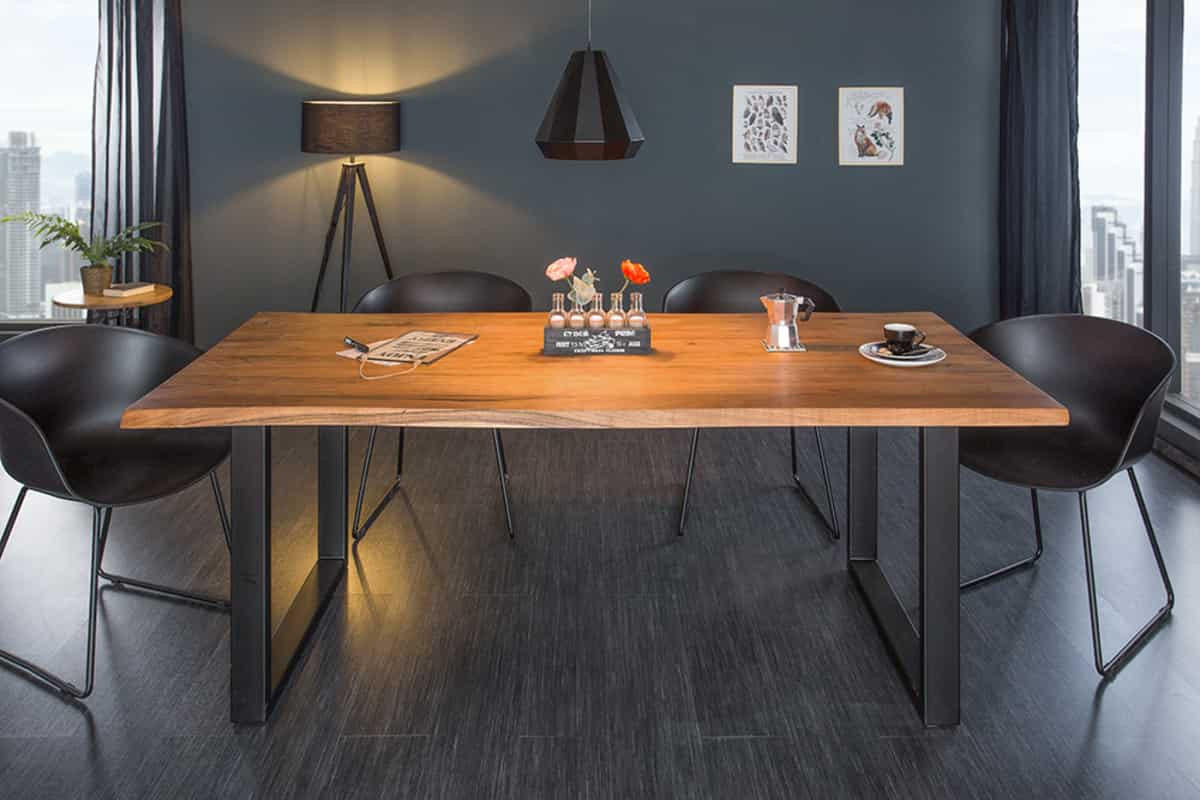 ESSTISCH MAMMUT Akazie 160cm - Schwarz/Braun, Holz/Metall (90/160/76cm) - riess-ambiente