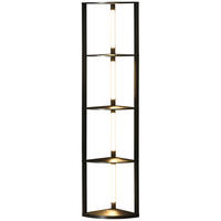 STEHLAMPE, LED 24 W Stehleuchte mit 4 Ablagen, E27 Sockel, für Wohnzimmer - Schwarz, Holzwerkstoff (41/29.5/163.5cm) - HOMCOM