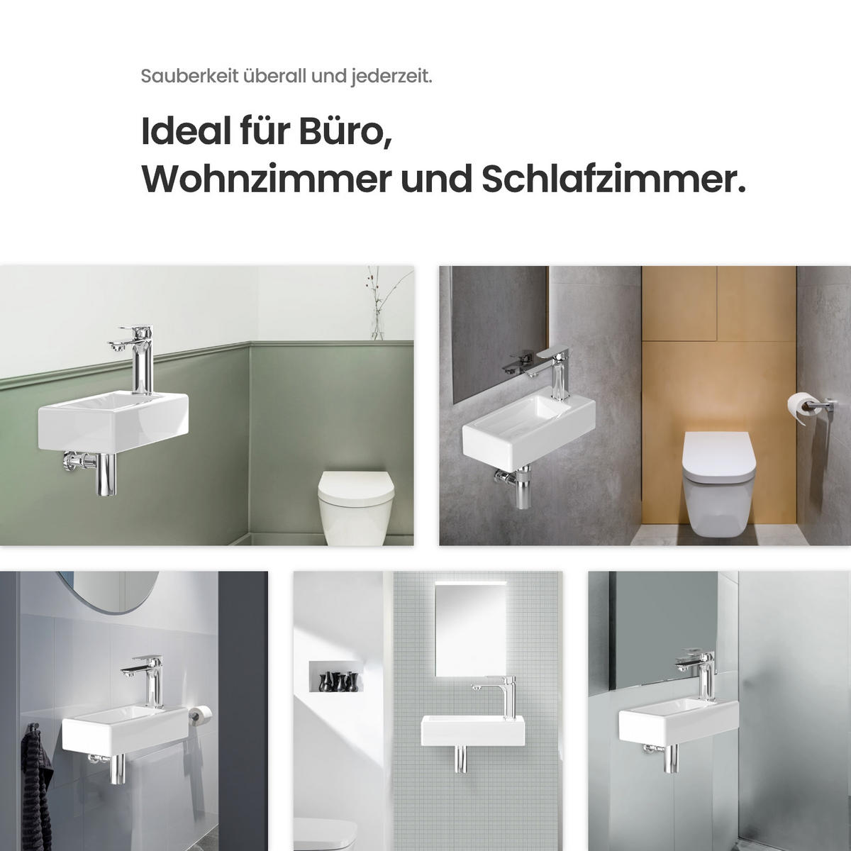 HANDWASCHBECKEN mit pflegeleichter Oberfläche Weiß 40,5 / 20,5 / 10,5 cm - Weiß Hochglanz, Keramik (20.5/10.5/40.5cm) - EMKE