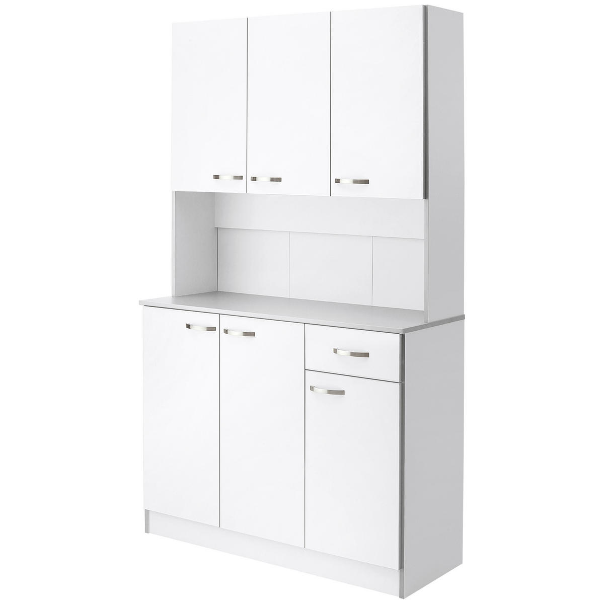KÜCHENSCHRANK Weiß-Grau, 6 Türen, 1 Schublade, 101/39/180 cm - Weiß, Holzwerkstoff (101/180/39cm) - PANGIVO