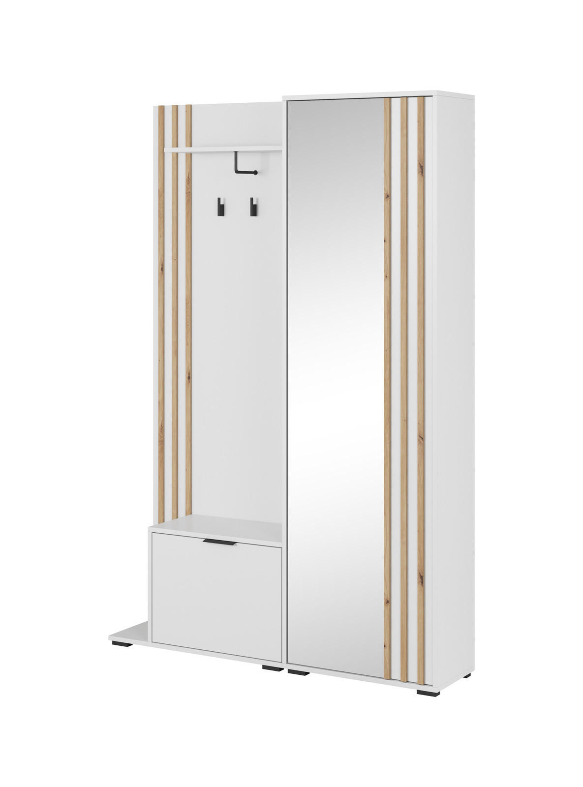 Ravio Garderobe Weiß, Eiche Artisan 131x192x40 cm
