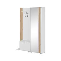 GARDEROBE STILO 131 cm (Weiß, Lamellen Artisan Eiche, Spiegel, Metallgriffe) - Schwarz/Weiß, Holz/Holzwerkstoff (131/192/40cm) - Ravio