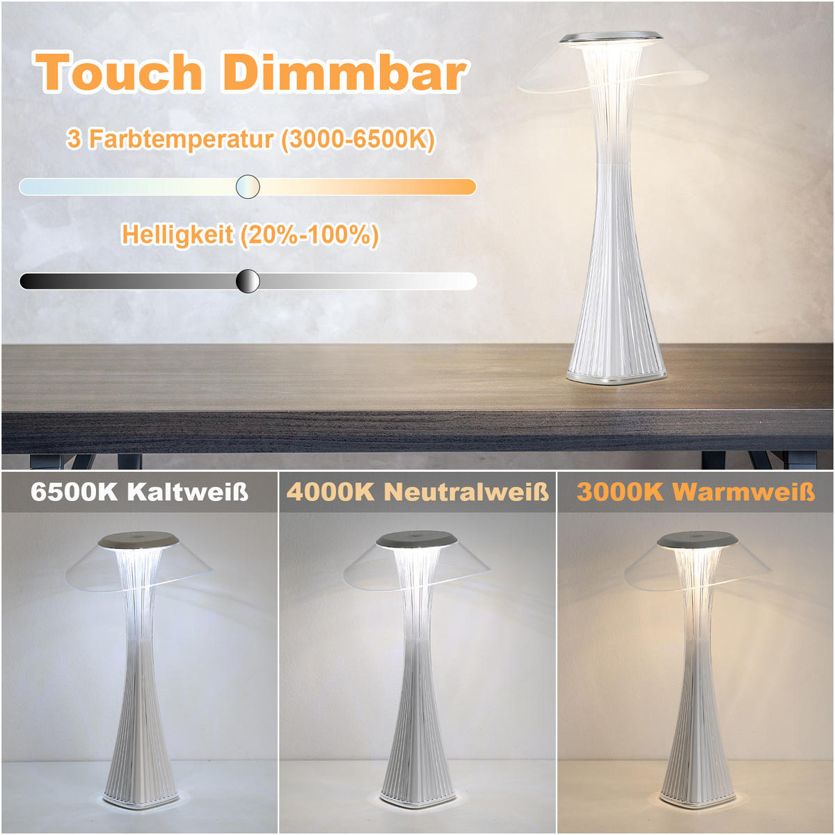 TISCHLEUCHTE SYTH 15.1/27.4/15.1 cm - Akaziefarben, Metall (15.1/15.1/27.4cm) - ZMH