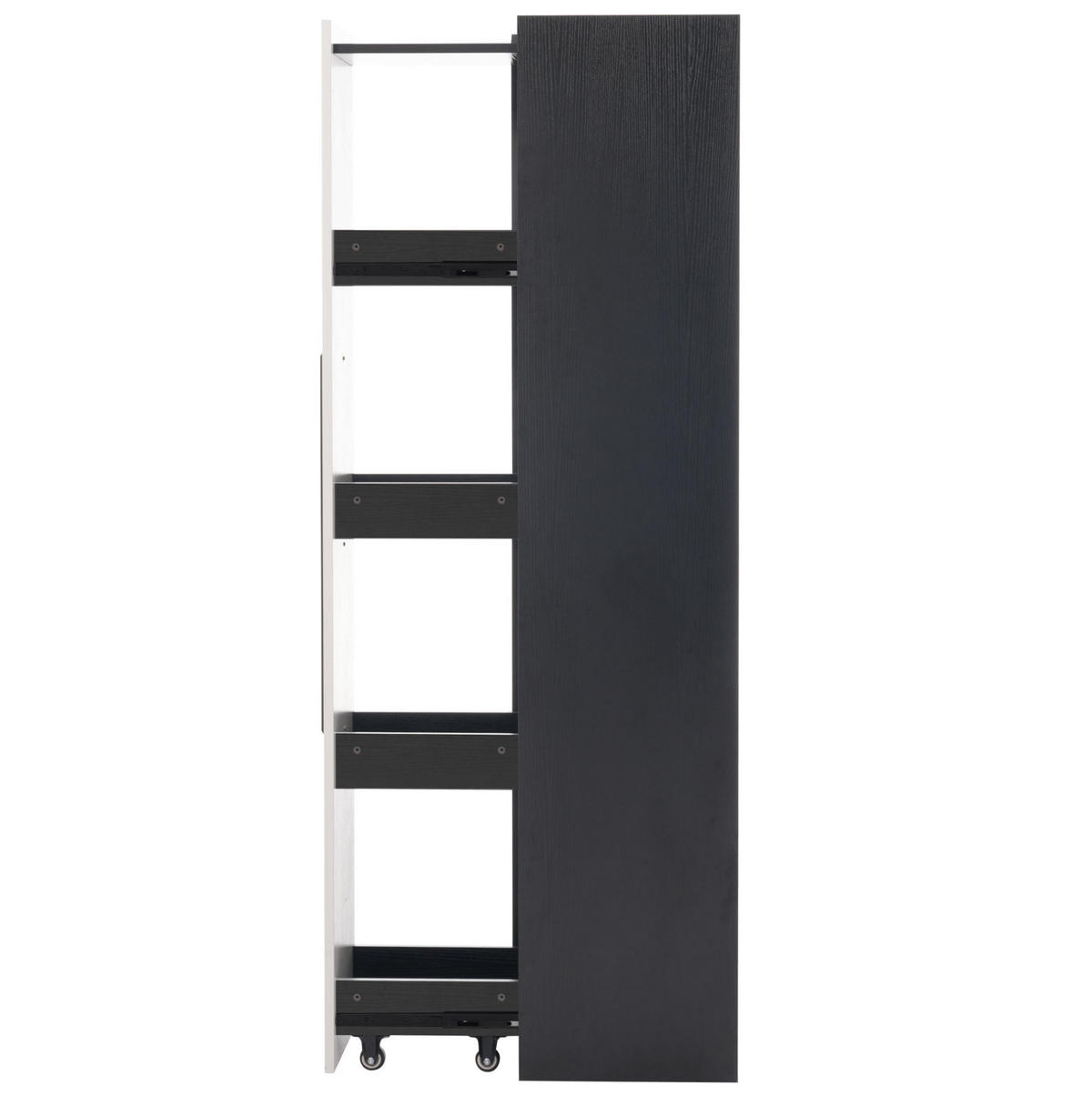 VITRÍNA, 70/40/160 cm, MDF černo-bílá, s LED osvětlením a bočním výsuvem - černá, kompozitní dřevo (70/160/40cm) - BEAOK